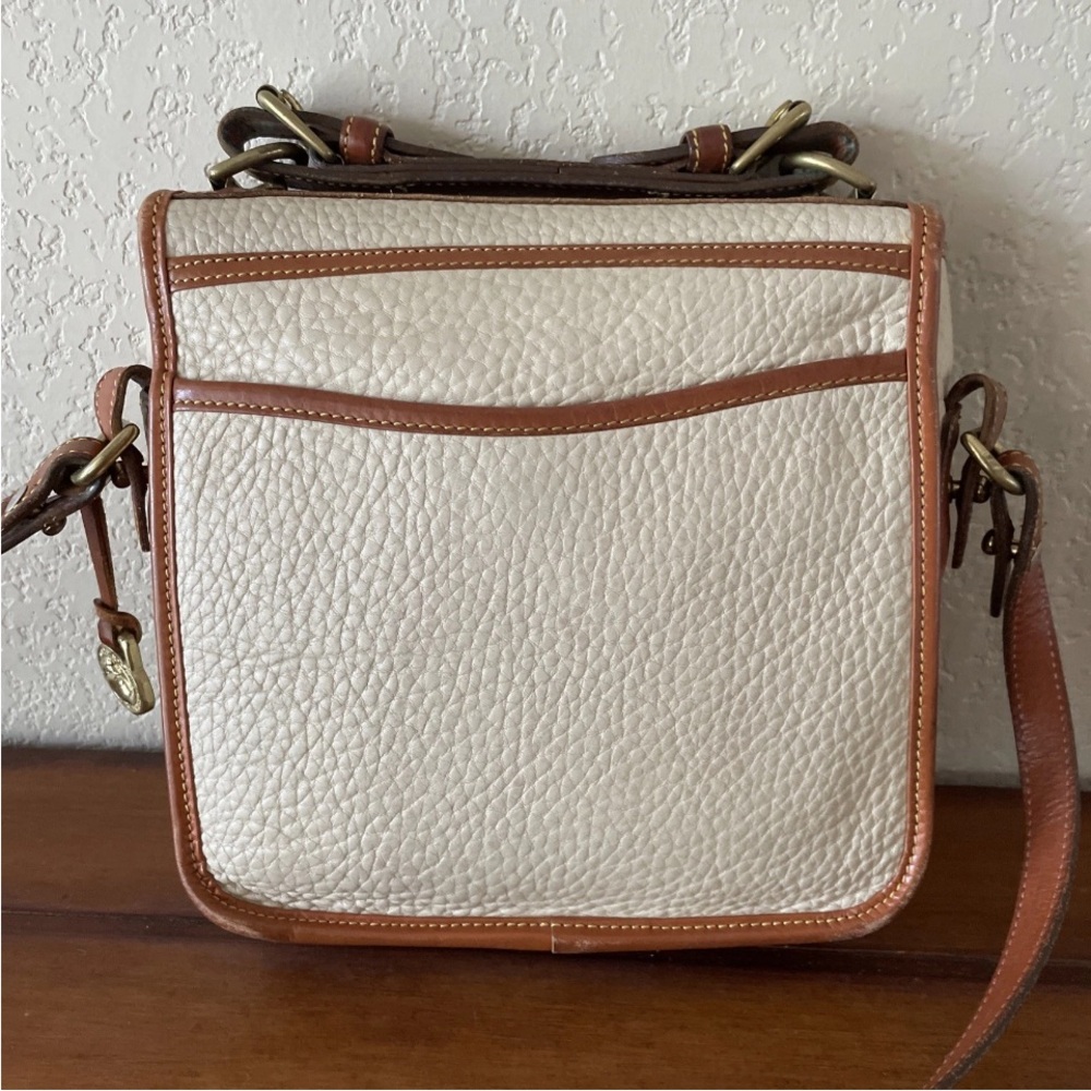 Vtg. Dooney & Bourke Surrey Satchel Crossbody Leather Pebble Grain Cream/Cognac - Picture 2 of 16